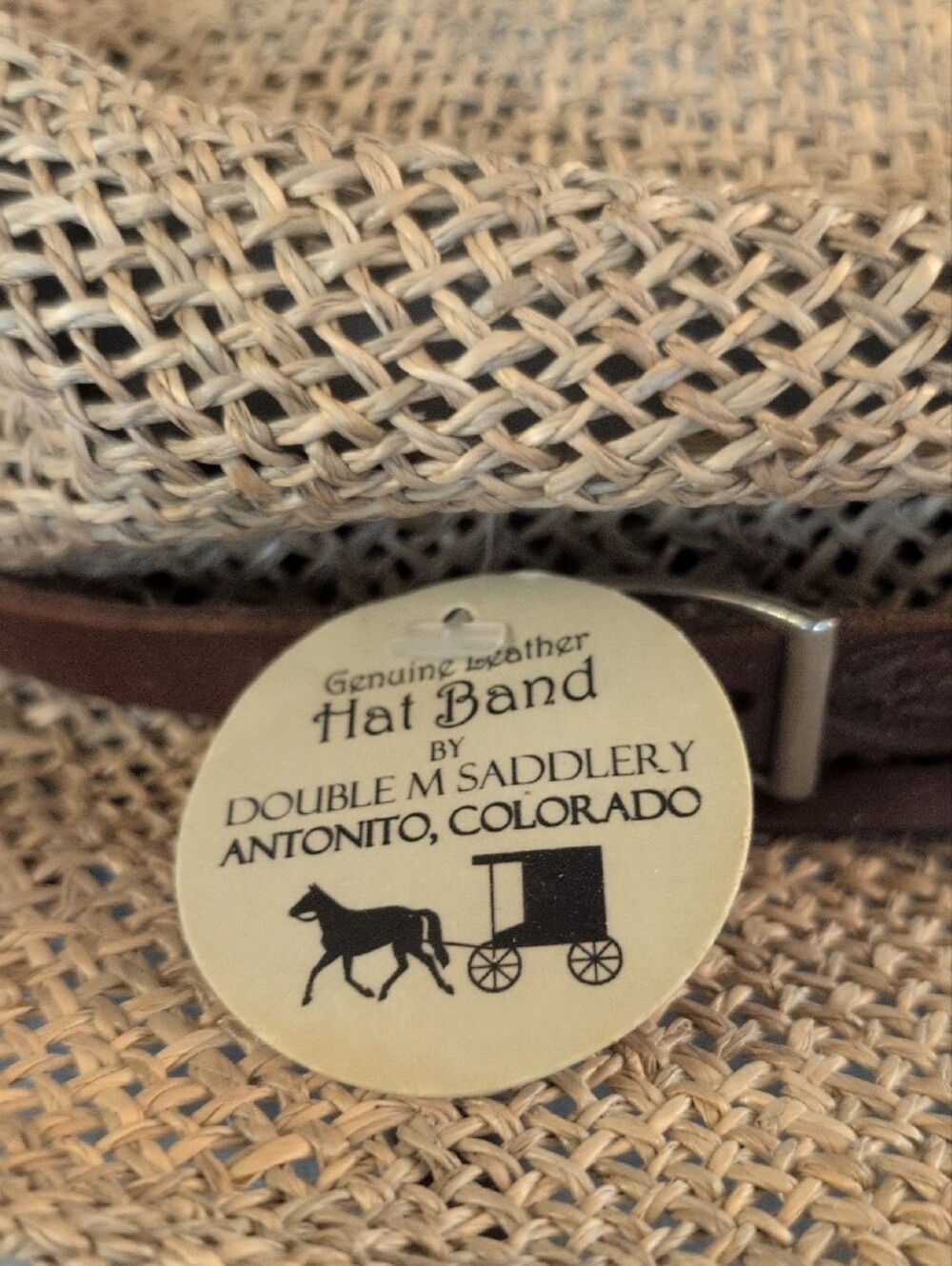 Straw Hat with Brown Leather Band - Natural - Picture 4 of 8
